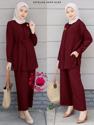 Baju Korea St Safa Klep Mb Maroon