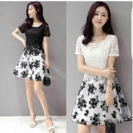 Baju Korea Drs Flower Brukat 1