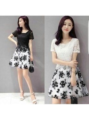 Baju Korea Drs Flower Brukat 1