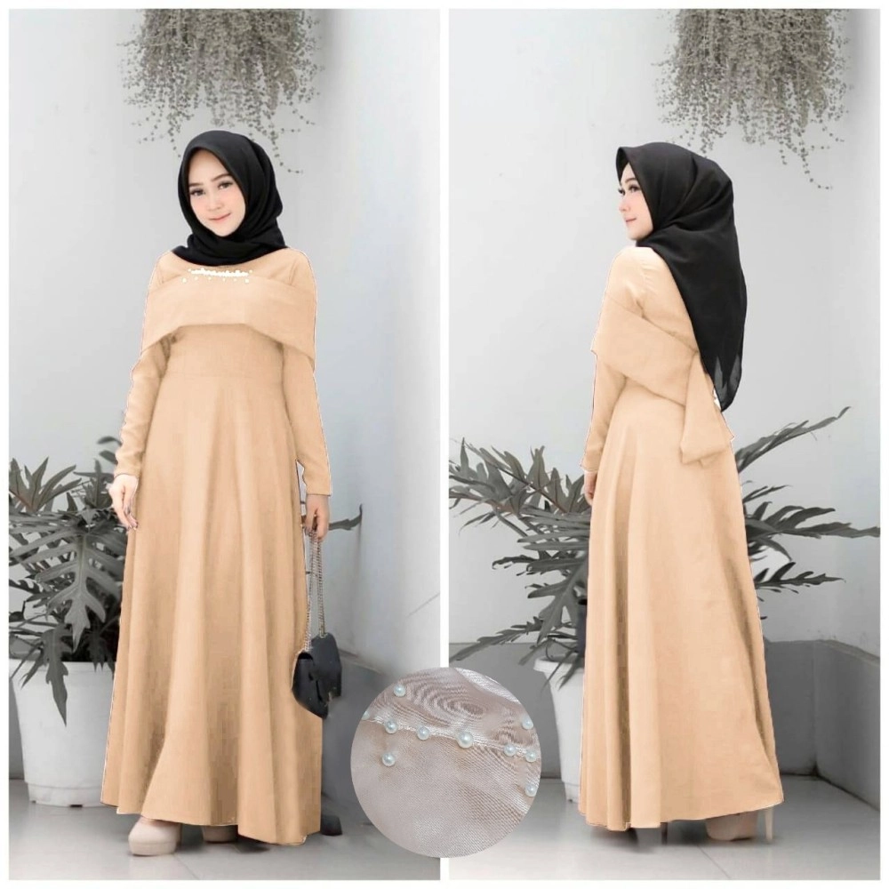 Baju Korea Hj Maxi Sandra Ra Cream Baju Korea Hj Maxi Sandra Ra Cream