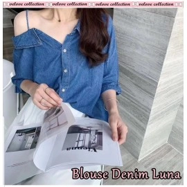 Baju Korea Blouse Denim Luna Vl Tua