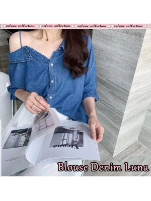 Baju Korea Blouse Denim Luna Vl Tua