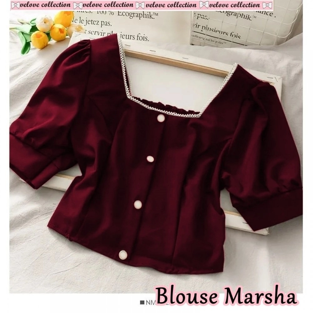 Baju Korea Blouse Marsha Vl Maroon