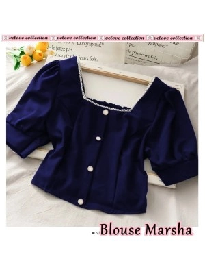 Baju Korea Blouse Marsha Vl Navy
