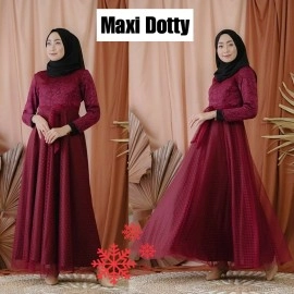 Baju Wanita Hj Maxi Dotty Vs Maroon