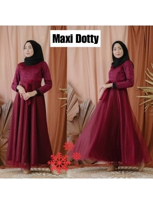 Baju Wanita Hj Maxi Dotty Vs Maroon