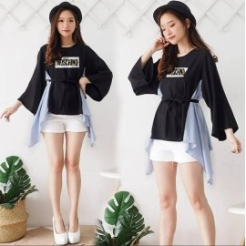 Baju Wanita Batwing Monino Stripe Hn Black