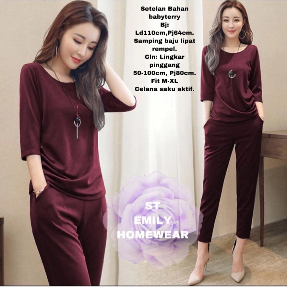 Baju Wanita St Emily Homewear Vl Maroon Baju Wanita St Emily Homewear Vl Maroon