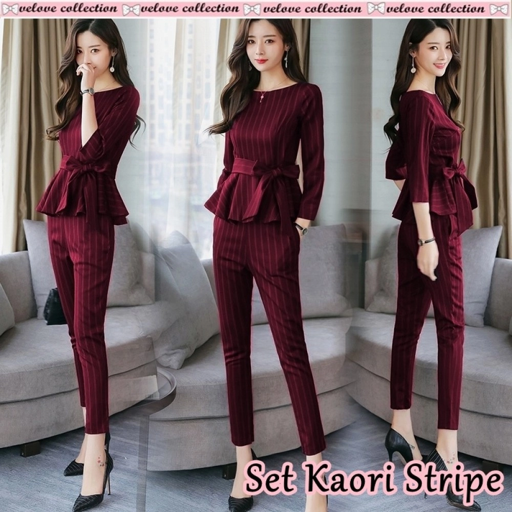 Baju Wanita St Kaori Stripe Vl Maroon Baju Wanita St Kaori Stripe Vl Maroon