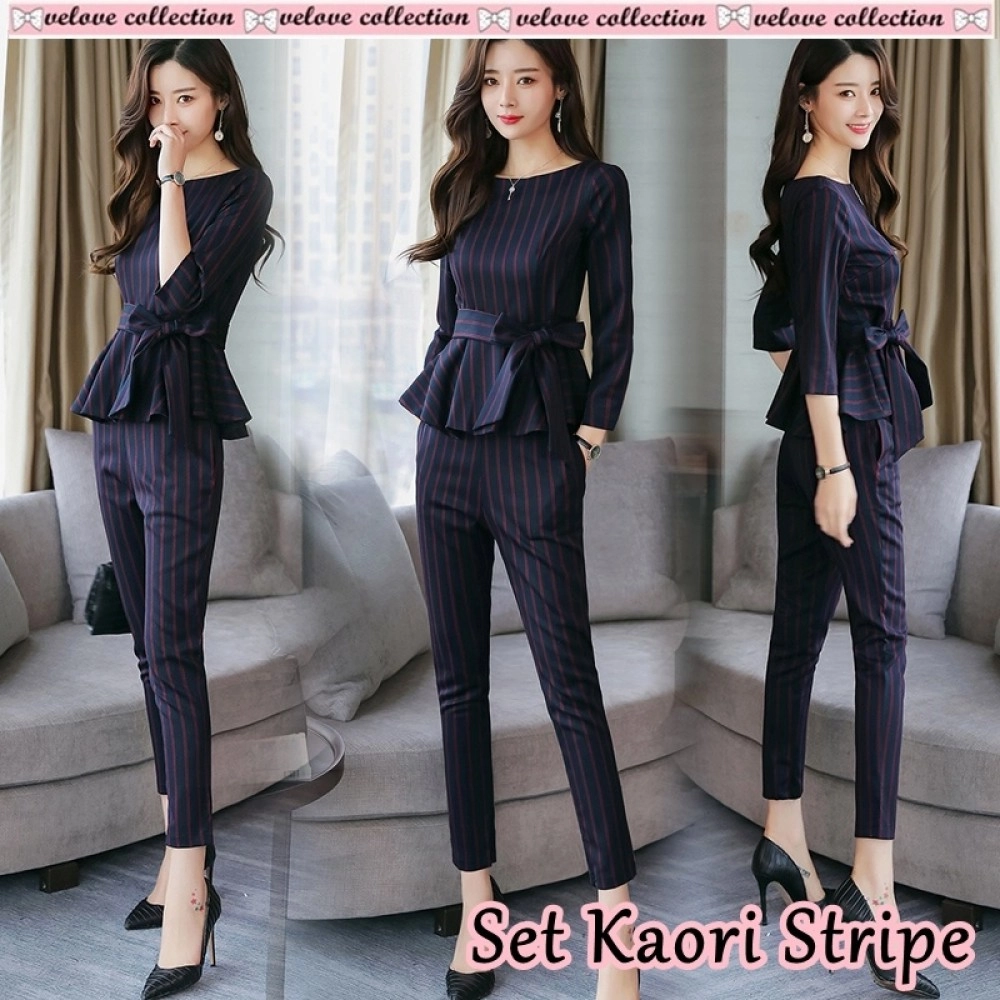 Baju Wanita St Kaori Stripe Vl Navy