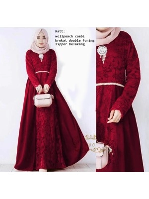 Baju Korea Hj Maxi Glamour Ff Maroon