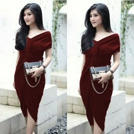 Baju Korea Drs Nagita Hn Maroon