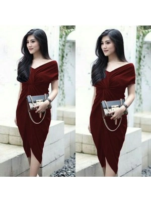 Baju Korea Drs Nagita Hn Maroon