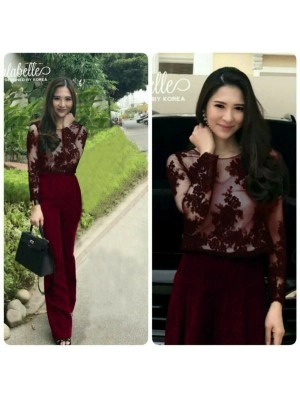 Baju Korea Js Tiara Sl Maroon