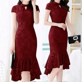 Baju Korea Drs Sophia Sl Maroon