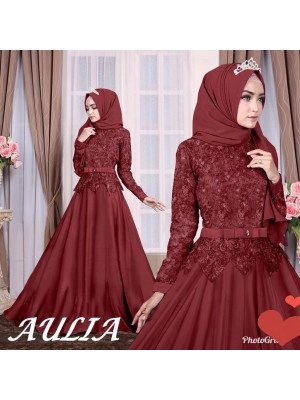 Baju Korea Hj Maxi Liaza Full Maroon