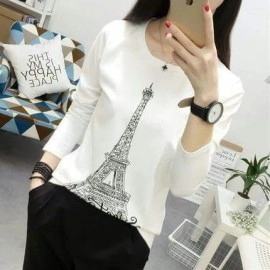 Baju Korea Top Long Sleeve Eiffel