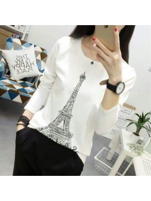 Baju Korea Top Long Sleeve Eiffel