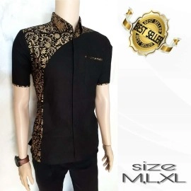 Baju Pria Top Man Batik Kombi Black