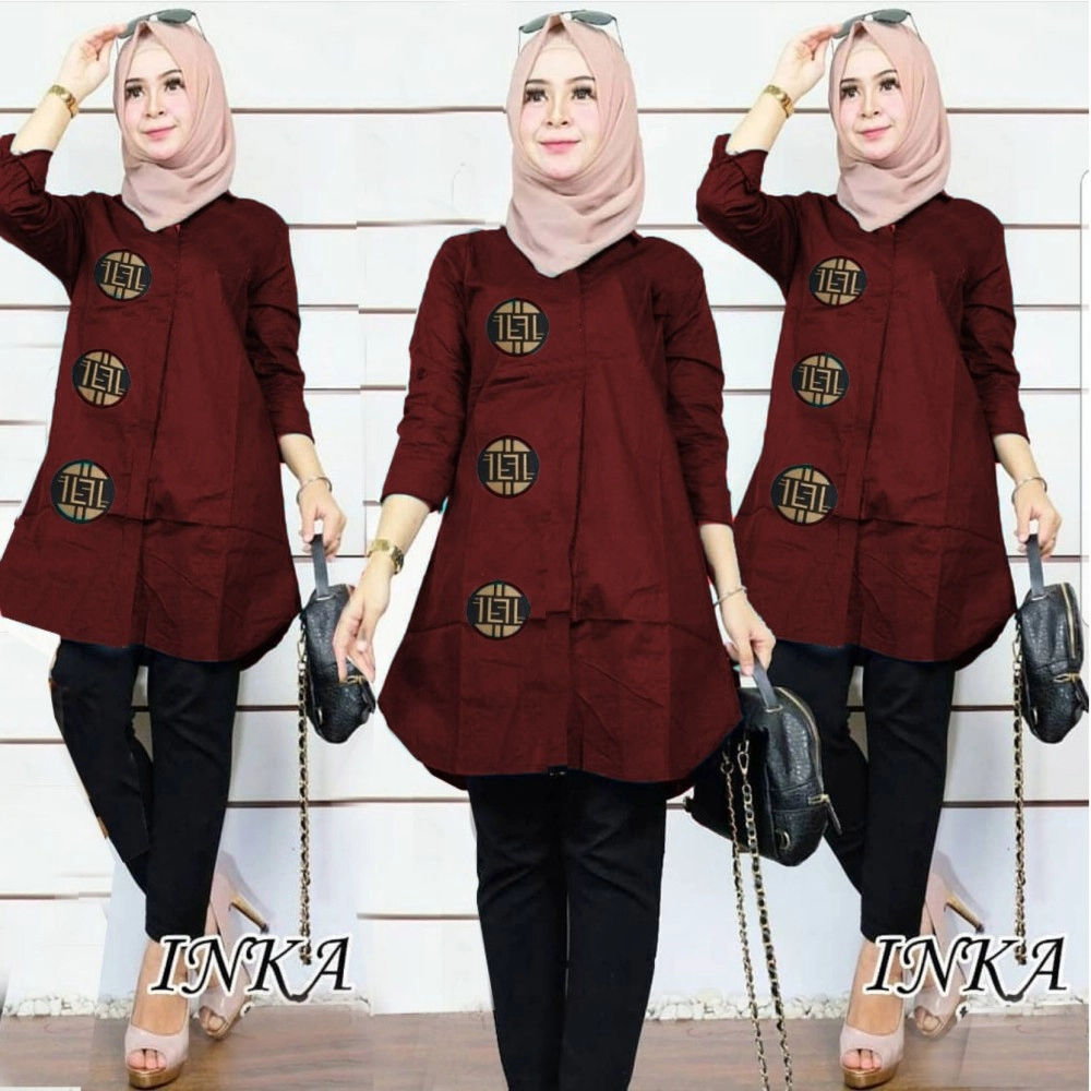 Baju Korea Tunik Inka Hn Maroon