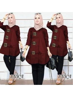 Baju Korea Tunik Inka Hn Maroon