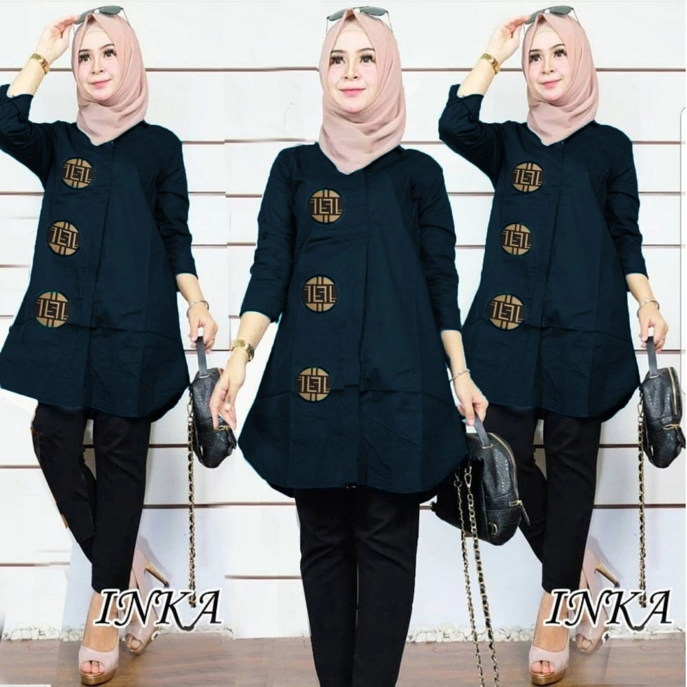 Baju Korea Tunik Inka Hn Navy
