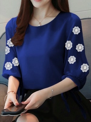 Baju Korea Blouse Astrid Flower Ij Blue
