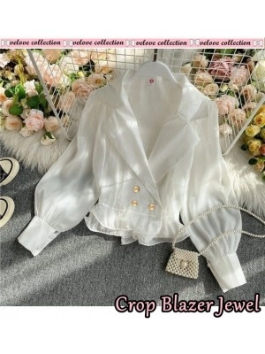 Baju Wanita Blazer Crop Jewel Vl Bw