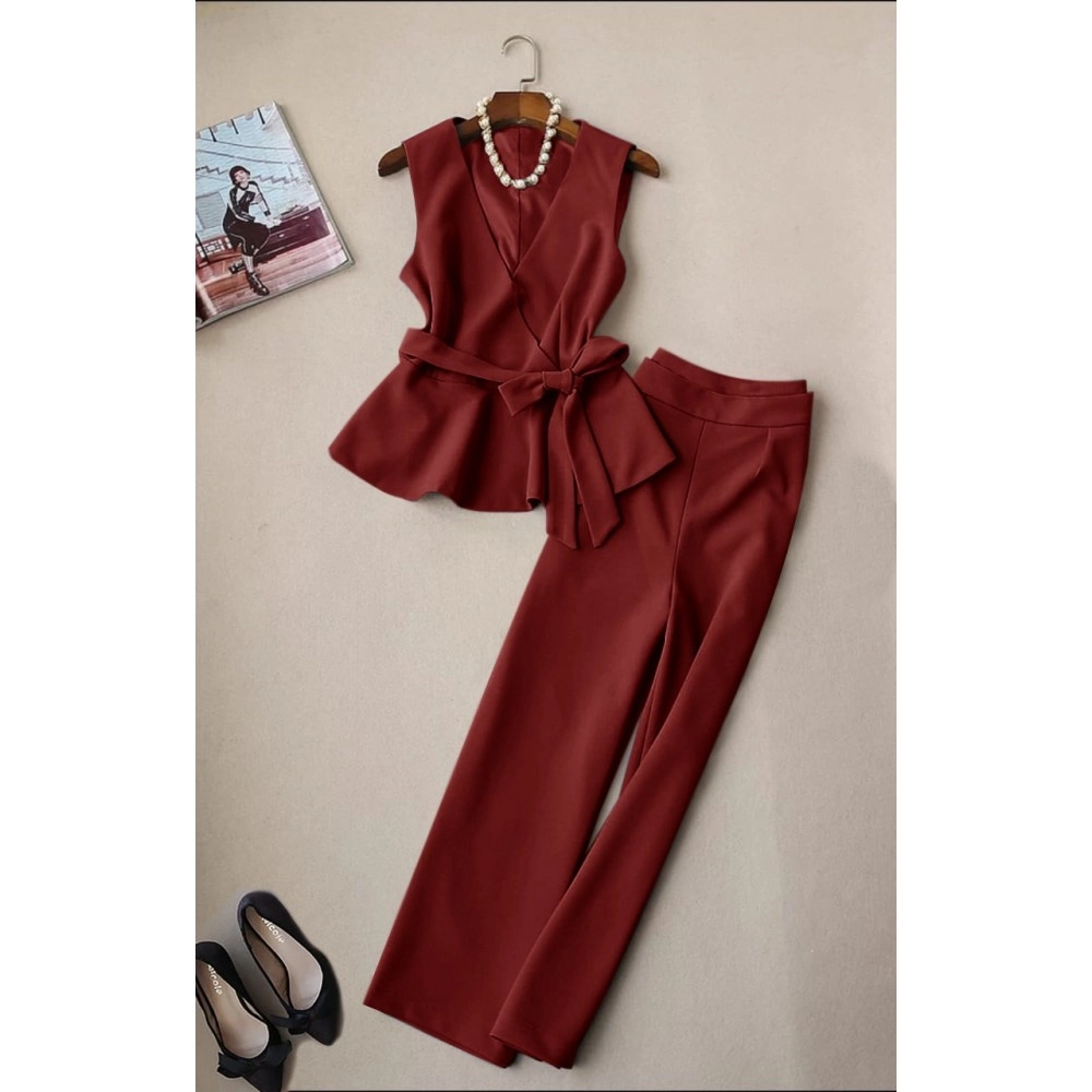 Baju Wanita St Alya Scuba Hs Maroon