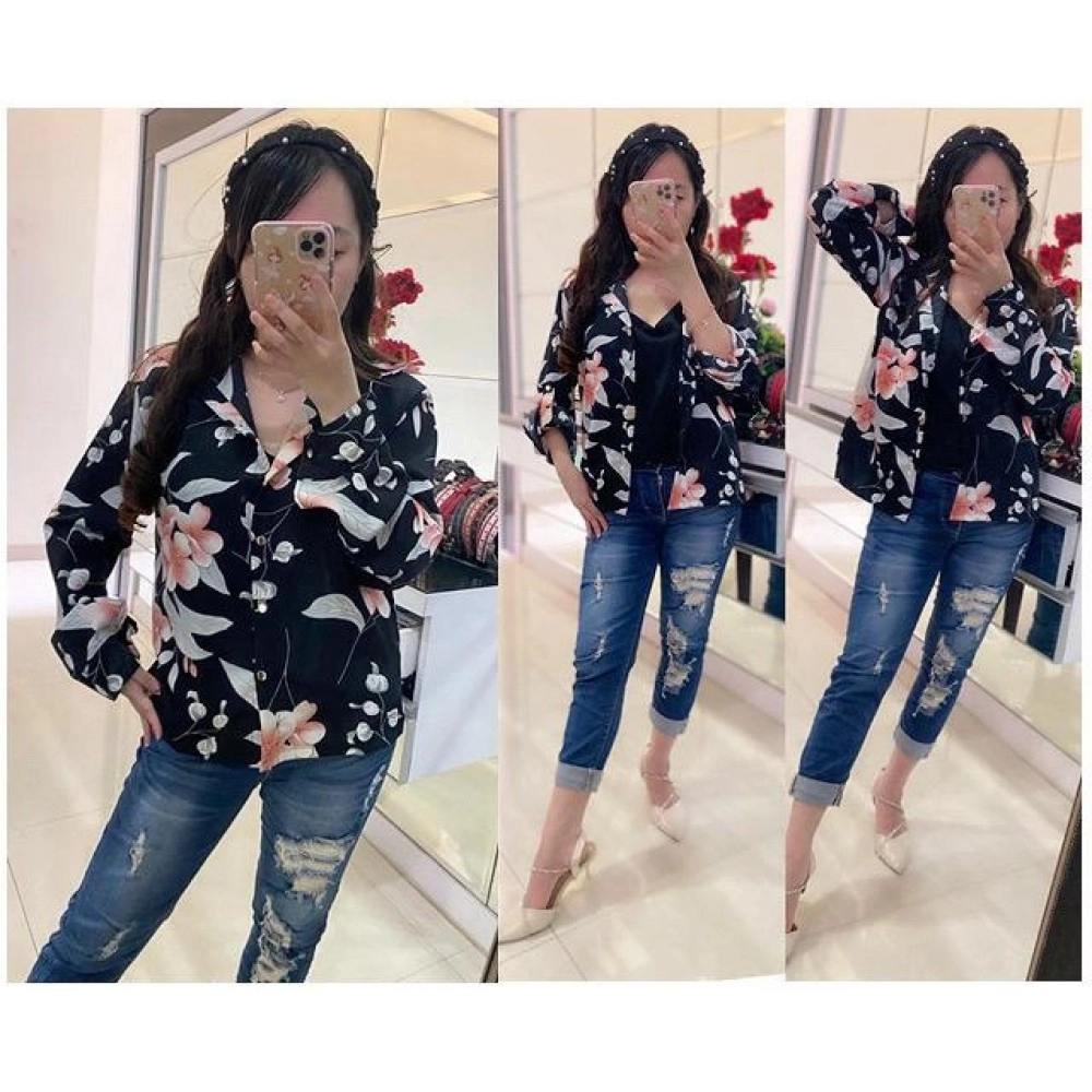 Baju Wanita Blazer Hem Flow Vl Hitam
