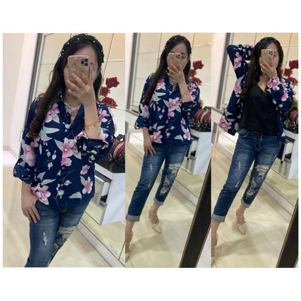 Baju Wanita Blazer Hem Flow Vl Navy