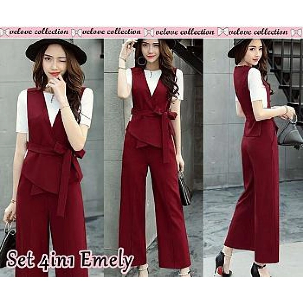 Baju Korea St 4In1 Emely Maroon