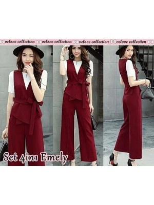 Baju Korea St 4In1 Emely Maroon
