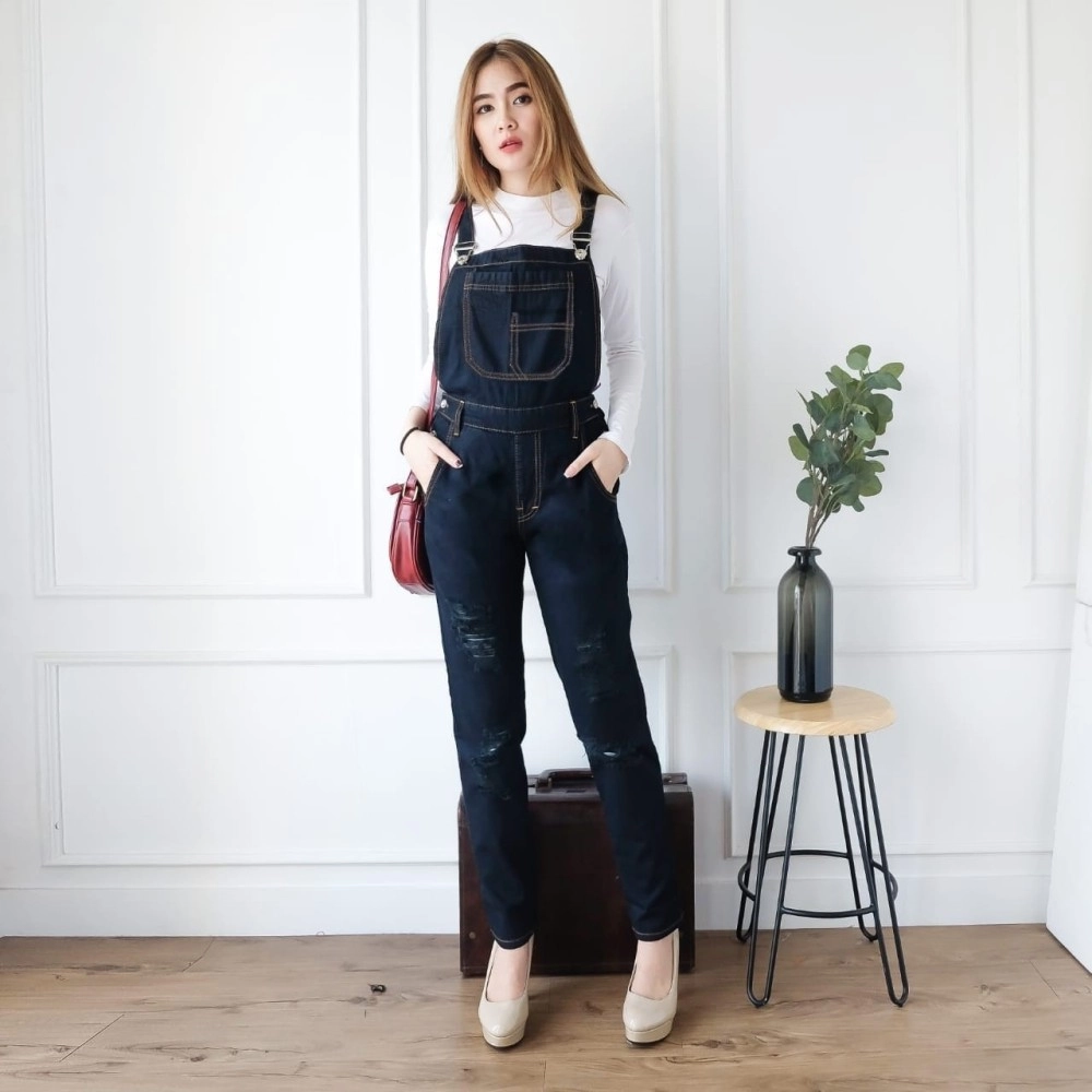 Baju Korea Overall Jeansro Black