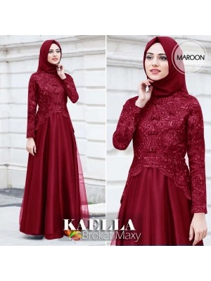 Baju Korea Hj Maxi Kaela Jc Maroon
