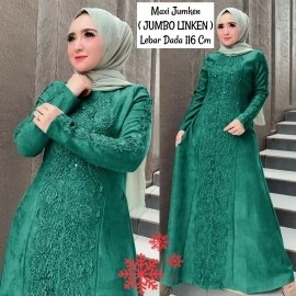 Baju Korea Jumbo Hj Maxi Jumken Ijo