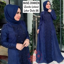 Baju Korea Jumbo Hj Maxi Jumken Navy