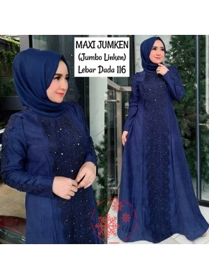 Baju Korea Jumbo Hj Maxi Jumken Navy