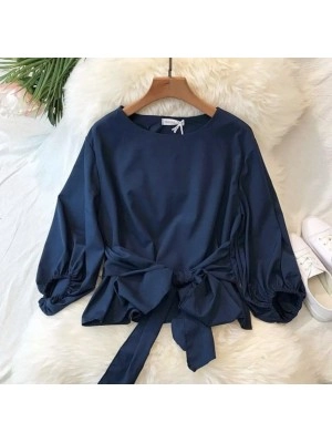 Baju Korea Blouse Boni Oz Navy
