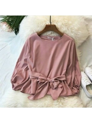 Baju Korea Blouse Boni Oz Pink