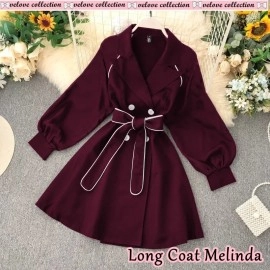 Baju Korea Long Coat Melinda Vl Maroon