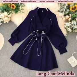 Baju Korea Long Coat Melinda Vl Navy