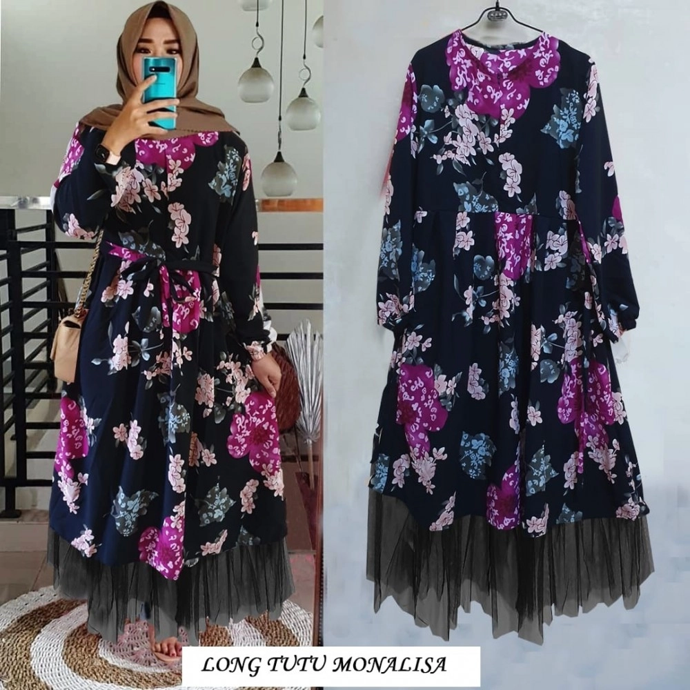 Baju Korea Long Tutu Monalisa Us Hitam