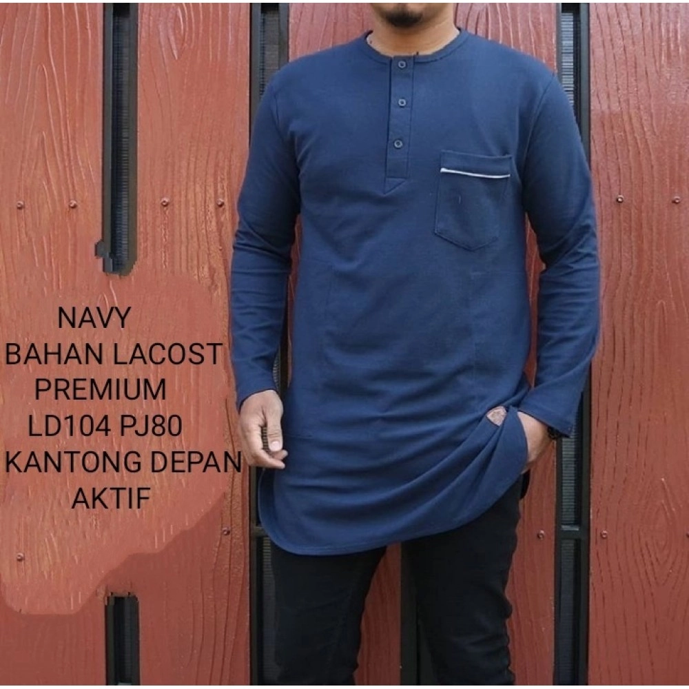 Baju Pria Koko Radja Panjang Pp Navy