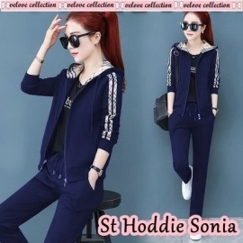 Baju Korea St Hoodie Sonia Vl Navy