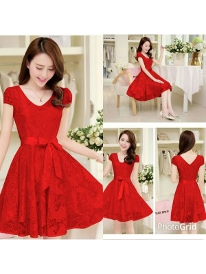 Baju Wanita Drs Anggun Brukat Tulang Vb Merah