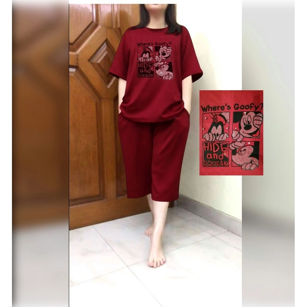 Baju Wanita Jumbo St Goofy Fh Maroon