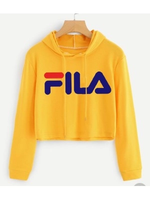 Baju Korea Sw Crop Fila Ms Mustard