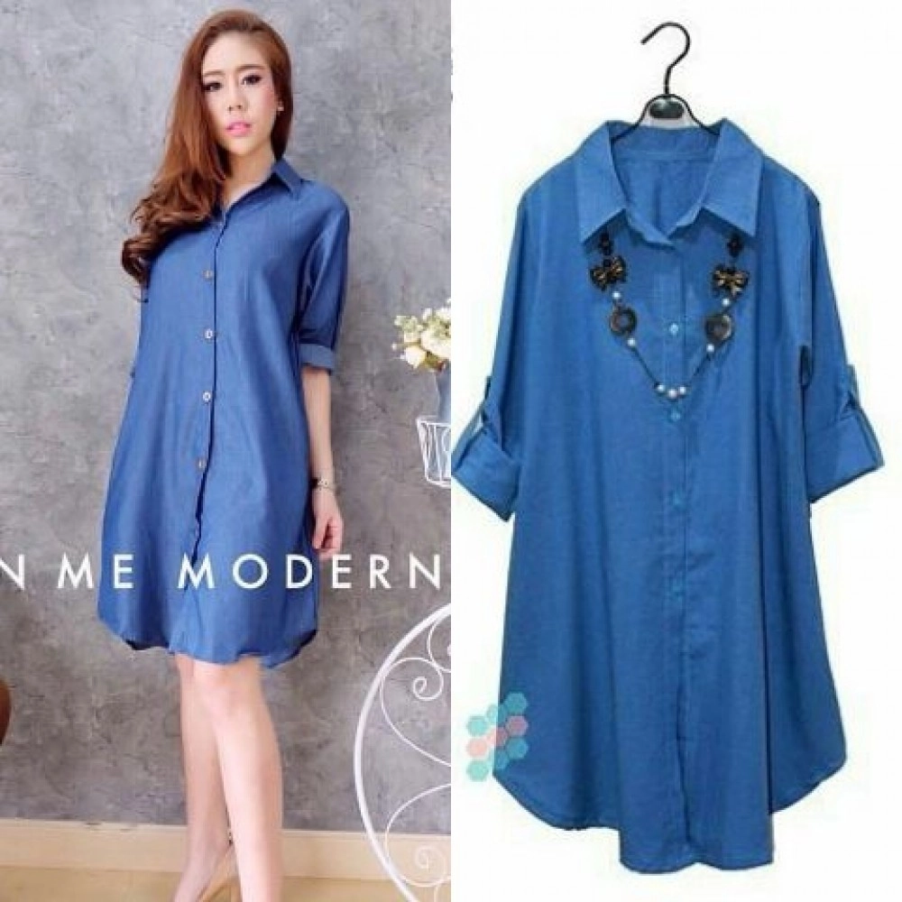 Baju Korea Long Top Hn Denim