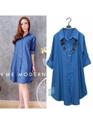 Baju Korea Long Top Hn Denim
